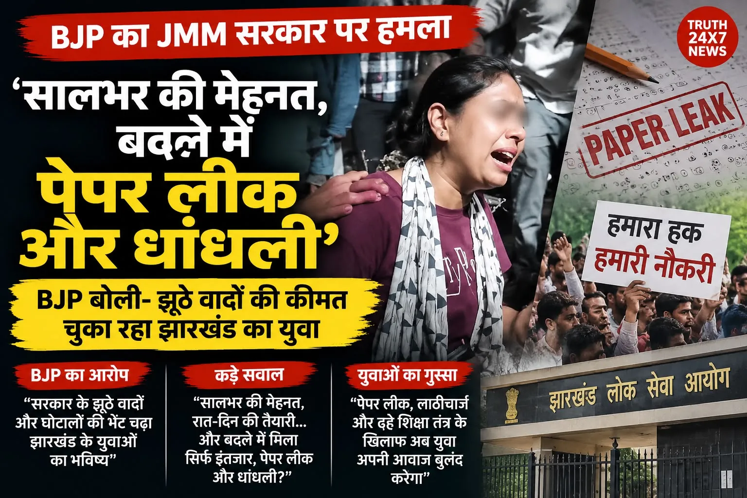 झारखंड में पेपर लीक पर गरमाई सियासत: बीजेपी ने जेएमएम सरकार को घेरा