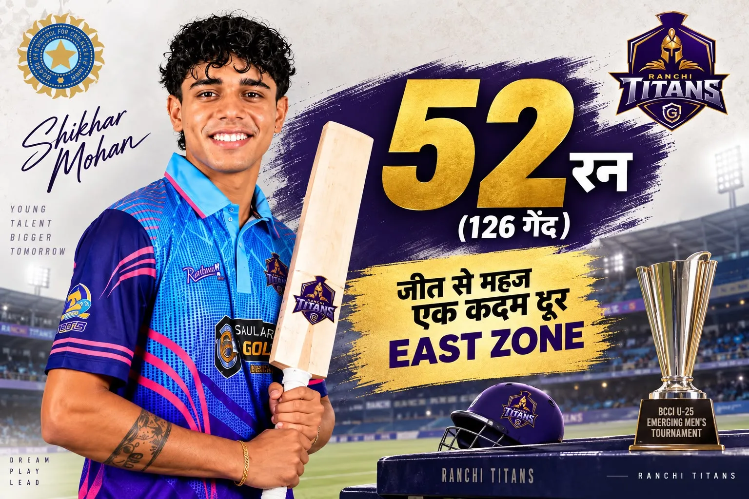 दिलीप ट्रॉफी: शिखर मोहन के अर्धशतक और ईशान किशन की साझेदारी से ईस्ट जोन जीत के करीब